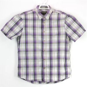 Eddie Bauer Men's Multicolor Plaid Button Down Seersucker SS Shirt Size Large